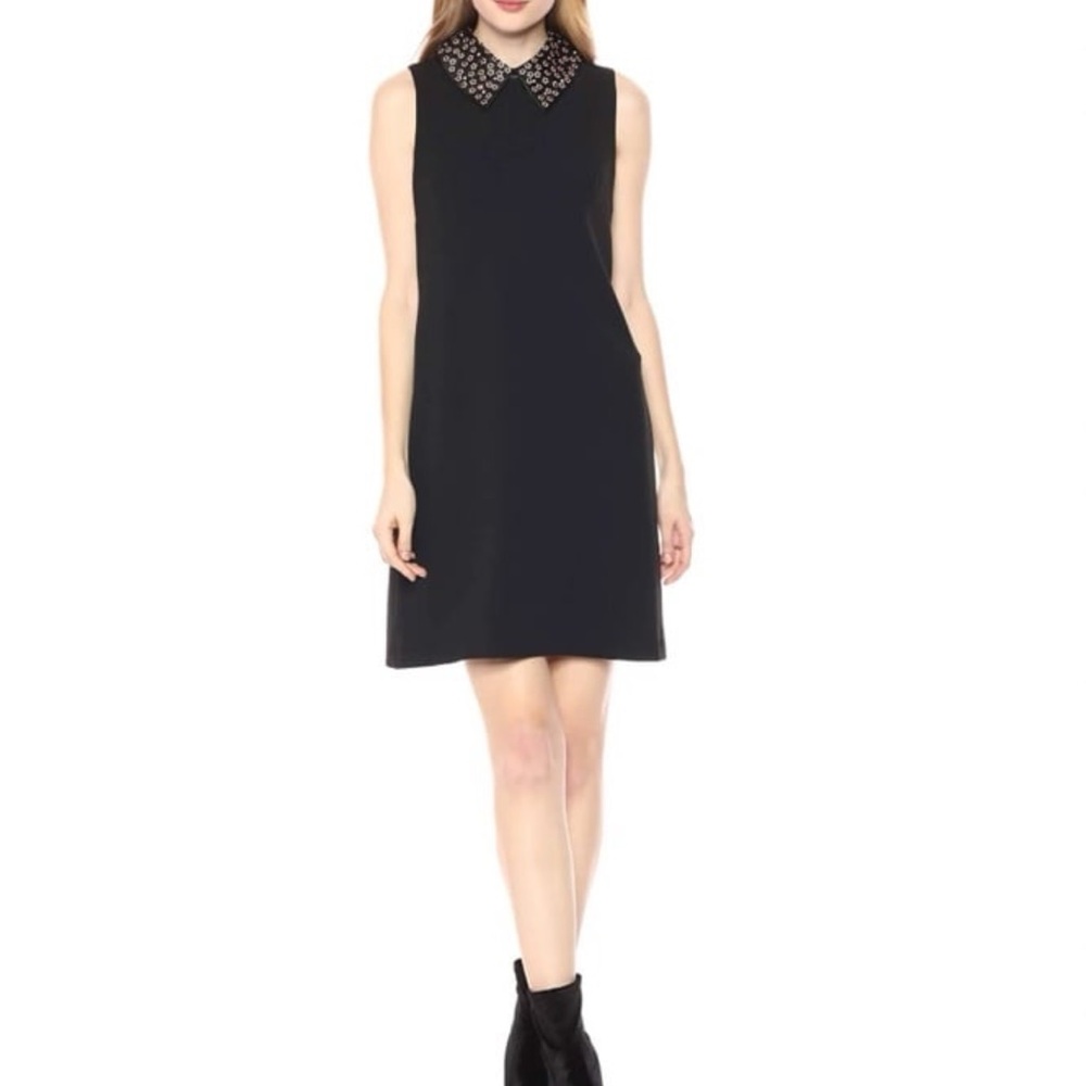 Betsey Johnson Floral Studded Collar Shift Dress Black Size 8 Great Condition
